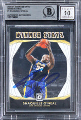 Shaquille O'Neal Signed 2020 Donruss Optic Winner Stays #1 Card Auto 10 BAS Slab