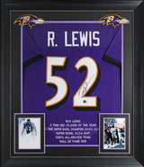 Ray Lewis Authentic Signed Purple Pro Style Stat Framed Jersey BAS Witnessed