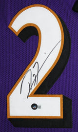 Ray Lewis Authentic Signed Purple Pro Style Stat Framed Jersey BAS Witnessed