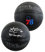 76ers Julius "Dr. J" Erving "83 Champs" Signed Black Logo Basketball W/ Case JSA