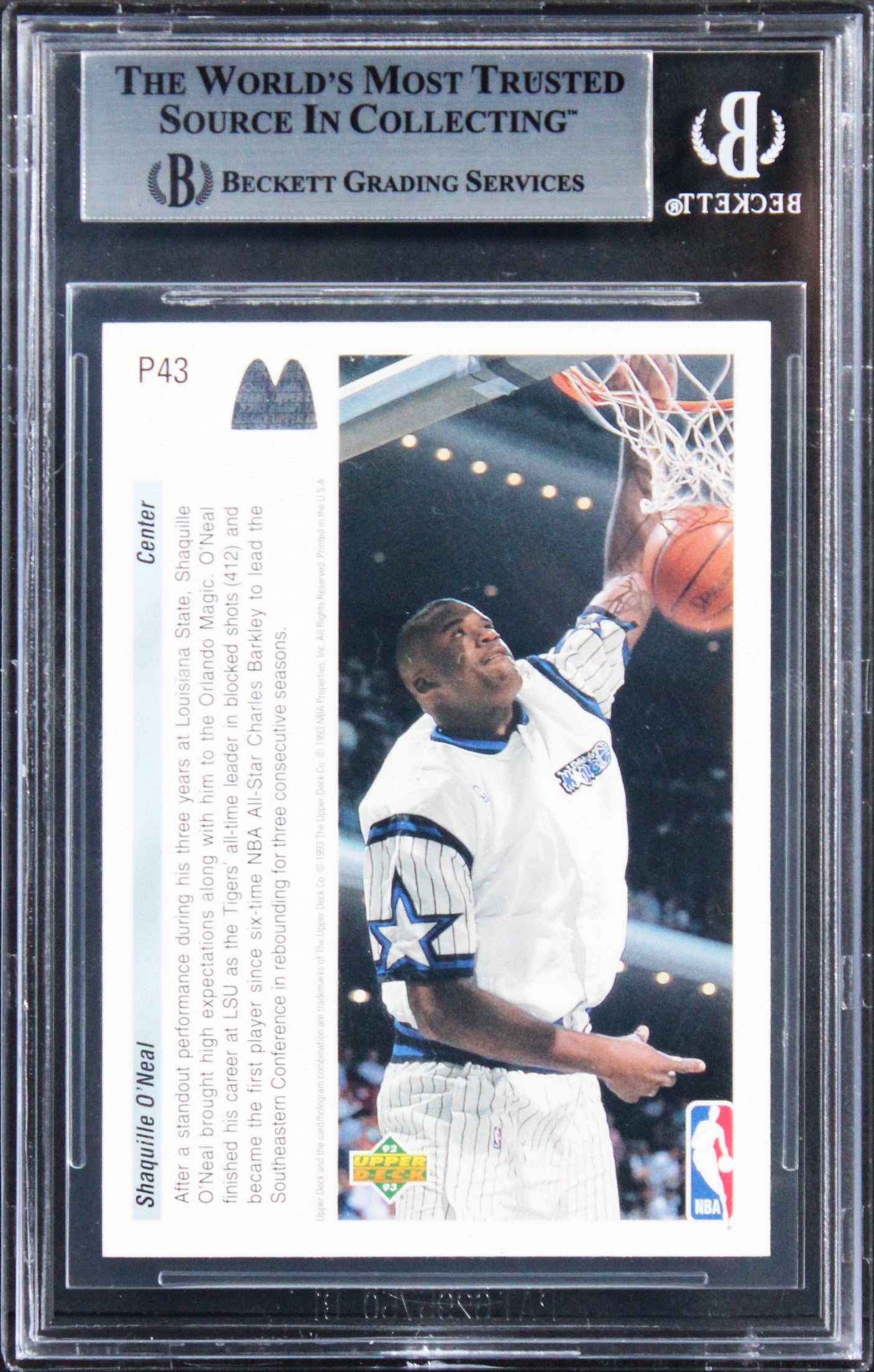Magic Shaquille O'Neal Signed 1992 UD McDonald's #P43 Rookie Card BAS Slabbed
