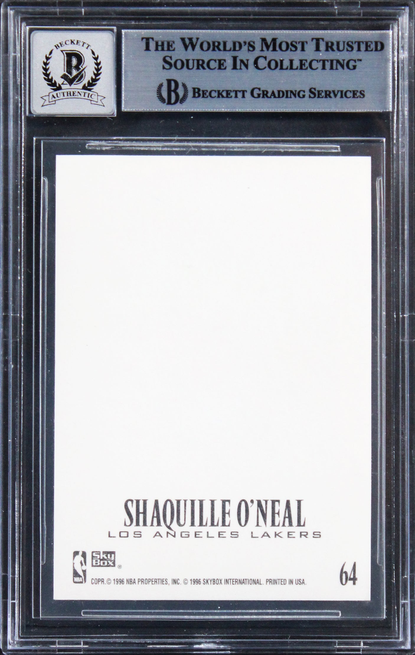 Lakers Shaquille O'Neal Signed 1996 Z-Force Z-Cling #64 Card Auto 10! BAS Slab