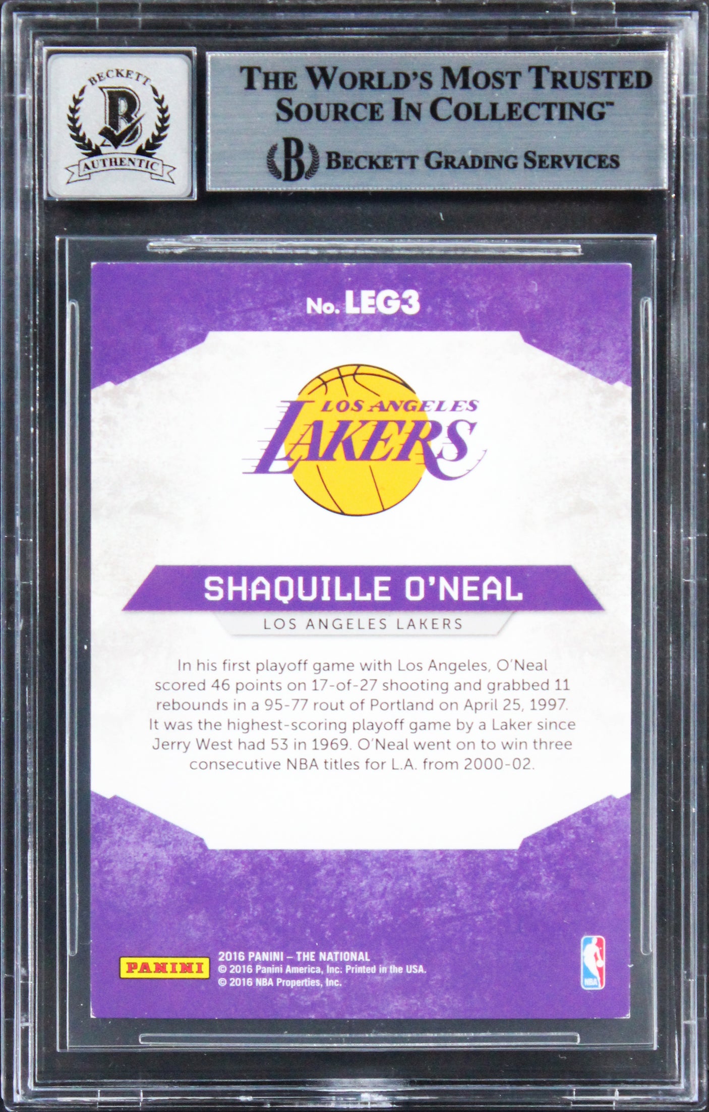 Shaquille O'Neal Signed 2018 Nat Convention Legends #LEG3 Card Auto 10! BAS Slab
