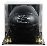 76ers Julius "Dr. J" Erving "83 Champs" Signed Black Logo Basketball W/ Case JSA