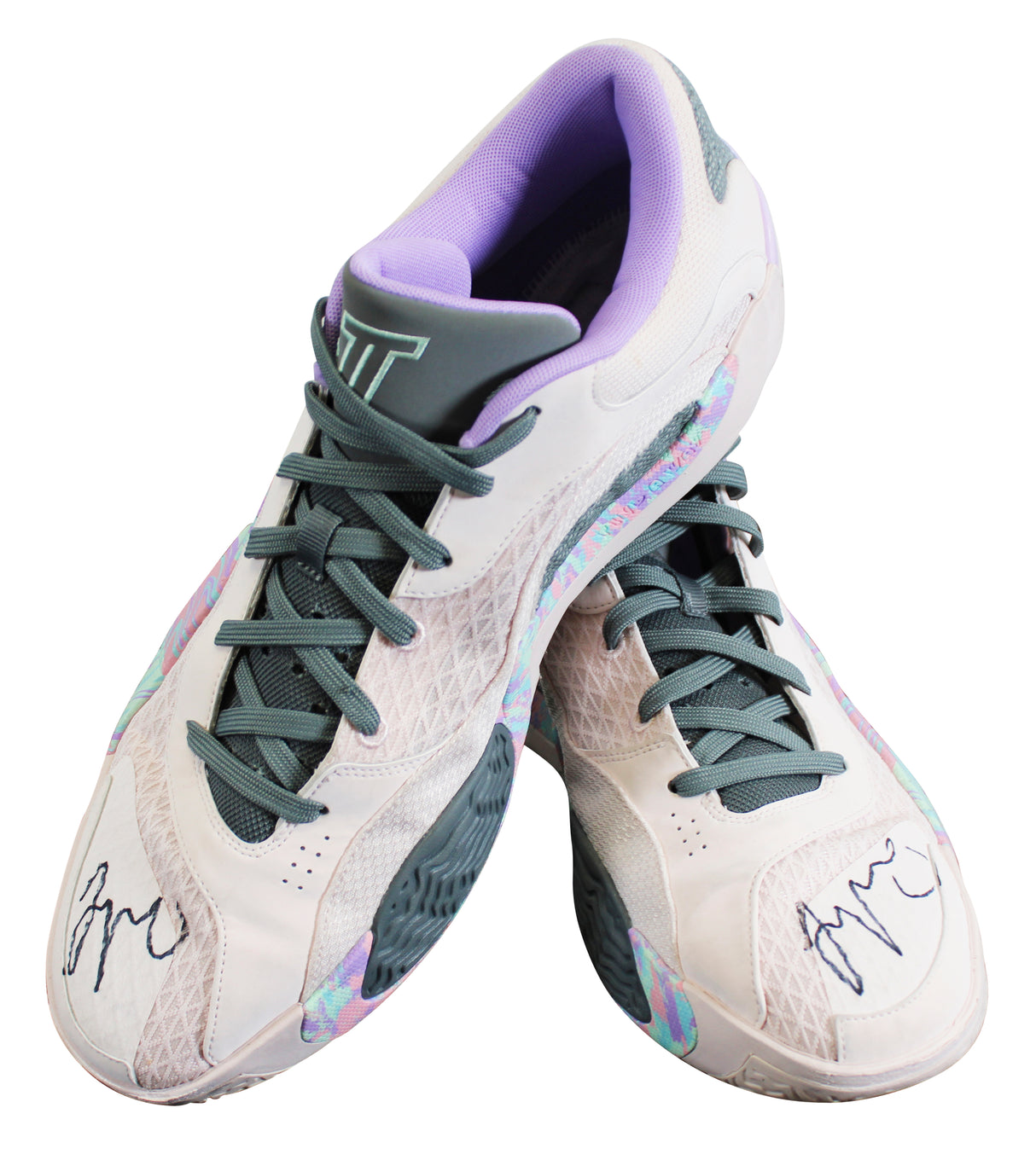 Celtics Jayson Tatum Signed Game Used Jordan JT 2 Sidewalk Chalk Shoes Fanatics