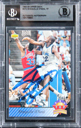 Magic Shaquille O'Neal Signed 1992 Upper Deck #474 Rookie Card BAS Slabbed