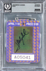 Jose Maria Olazabal Signed 1994 Masters Augusta Golf Club Badge Auto 10 BAS Slab