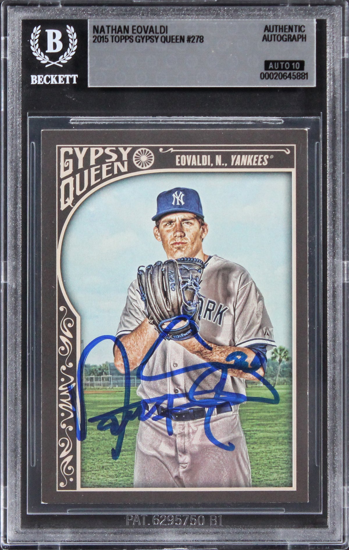 Yankees Nathan Eovaldi 2015 Topps GQ #278 Card Auto Gem Mint 10! BAS Slabbed