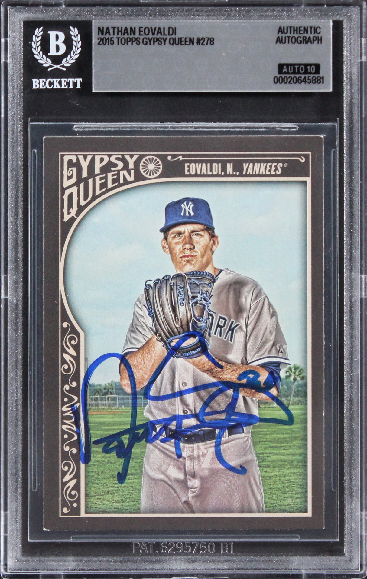 Yankees Nathan Eovaldi 2015 Topps GQ #278 Card Auto Gem Mint 10! BAS Slabbed