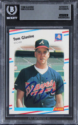 Braves Tom Glavine Signed 1988 Fleer #539 Rookie Card Auto Gem 10! BAS Slabbed