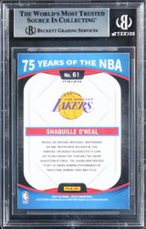Shaq O'Neal Signed 2021 Select 75 Yrs Of The NBA Prizms Silver #61 Card BAS Slab