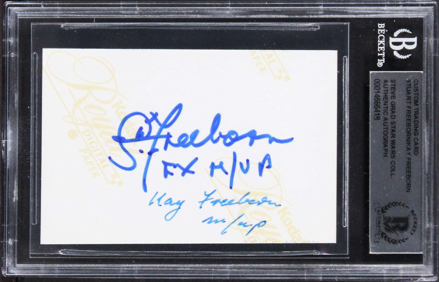 Stuart Freeborn & Kay Freeborn Star Wars Signed Custom Trading Card BAS Slabbed