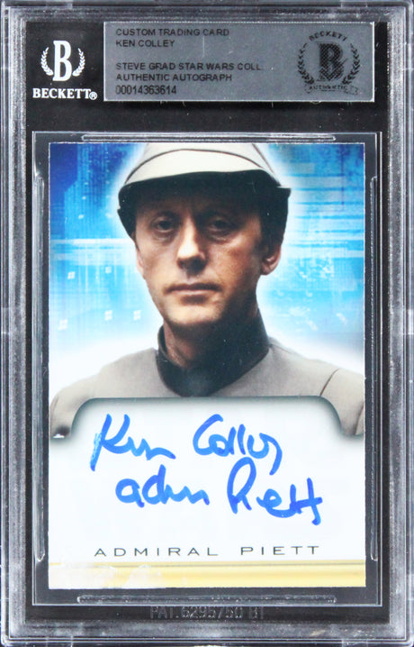 Ken Colley Star Wars "Adm Piett" Signed Custom Trading Card BAS Slabbed
