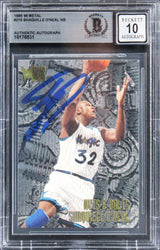 Magic Shaquille O'Neal Signed 1995 Metal #215 Card Auto Graded 10! BAS Slabbed