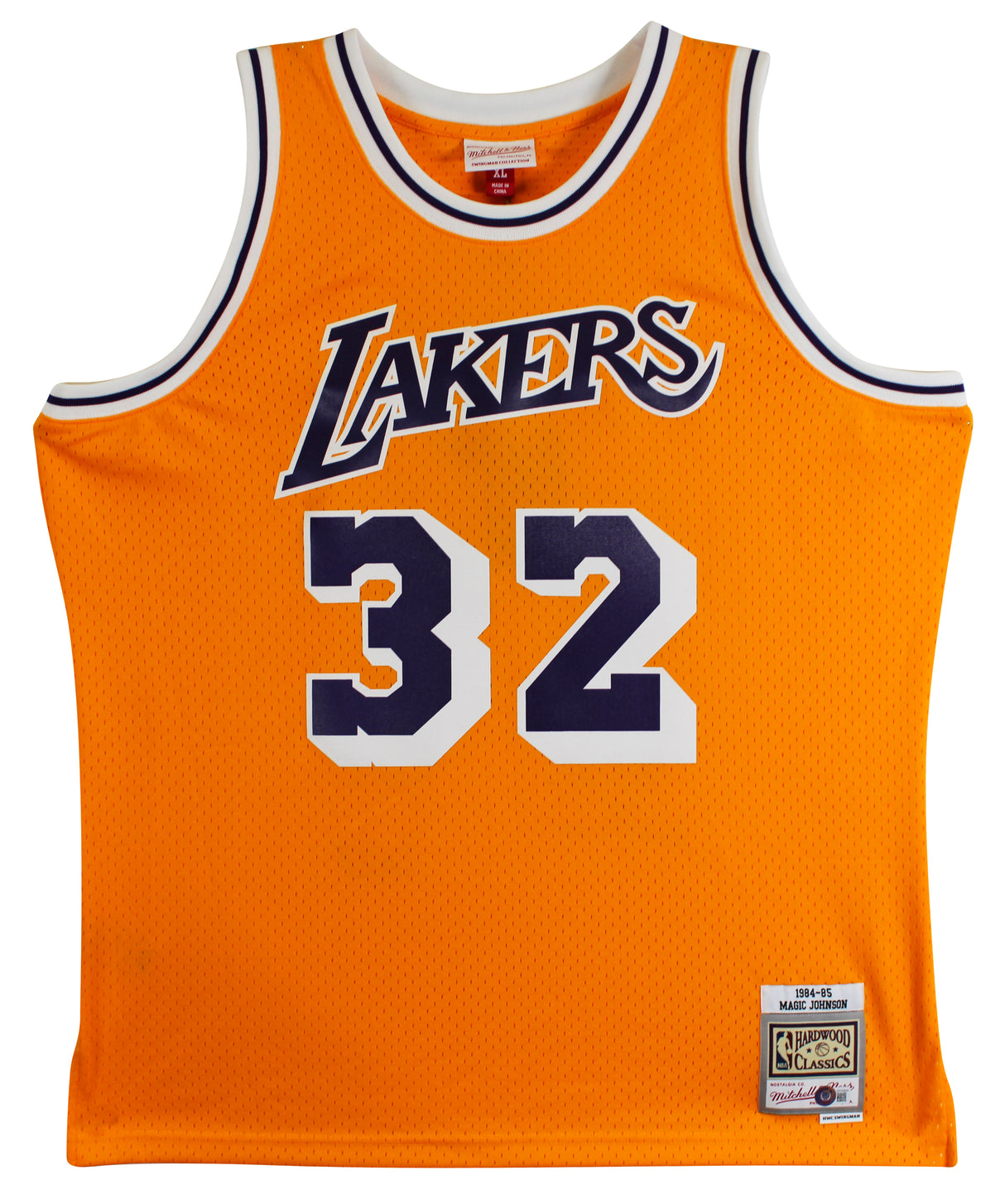 Showtime Lakers (6) Johnson, Worthy, Rambis +3 Signed Yellow M&N Jersey BAS Wit