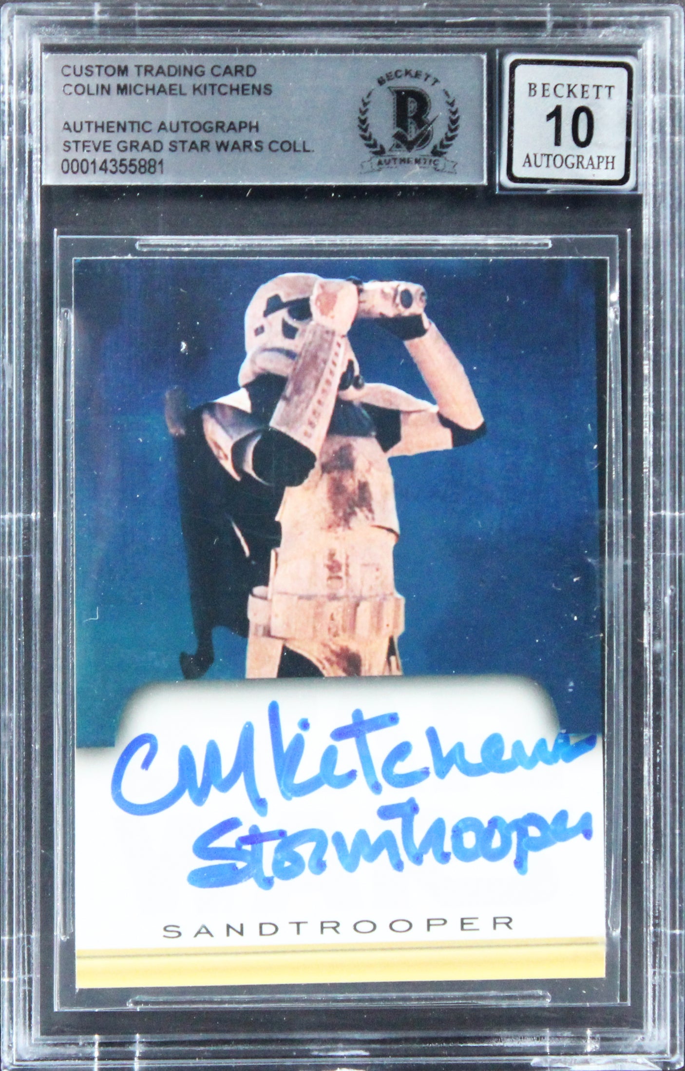 Colin Michael Kitchens Star Wars W/ Insc Signed Custom Card Auto 10! BAS Slabbed