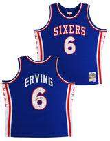 76ers Julius "Dr. J." Erving Signed Blue M&N 1976-77 HWC Swingman Jersey JSA Wit
