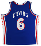 76ers Julius "Dr. J." Erving Signed Blue M&N 1976-77 HWC Swingman Jersey JSA Wit