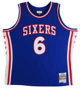76ers Julius "Dr. J." Erving Signed Blue M&N 1976-77 HWC Swingman Jersey JSA Wit