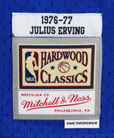 76ers Julius "Dr. J." Erving Signed Blue M&N 1976-77 HWC Swingman Jersey JSA Wit