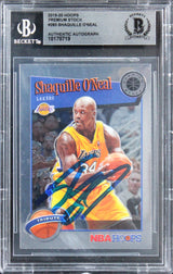 Lakers Shaquille O'Neal Signed 2019 Hoops Premium Stock #283 Card BAS Slabbed