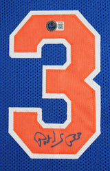 Patrick Ewing Authentic Signed Blue Pro Style Framed Jersey Autographed BAS