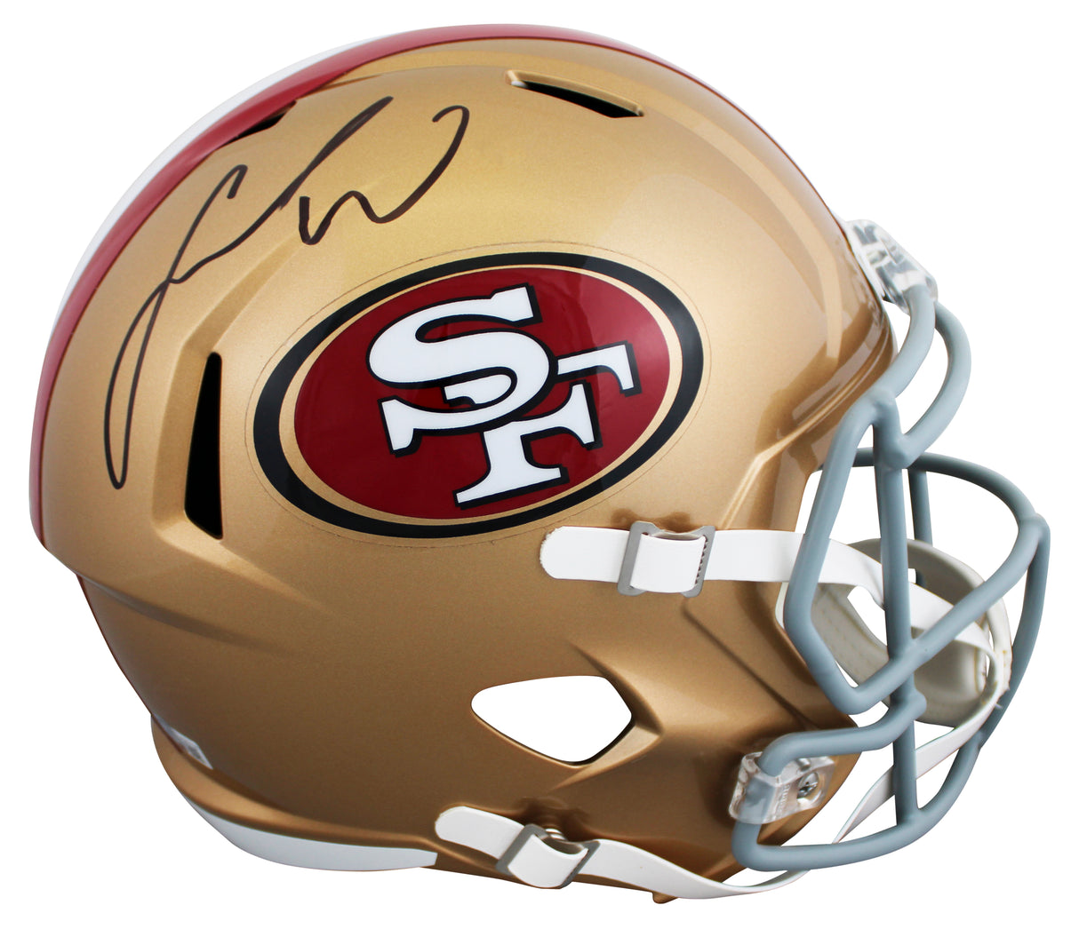 49ers Fred Warner Authentic Signed Full Size Speed Rep w/ Case Helmet BAS
