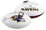 Ravens Ray Lewis Signed Franklin White Panel Logo Football BAS Witness #2W967594