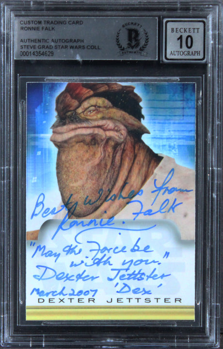 Ronnie Faulk Star Wars W/ Insc Signed Custom Trading Card Auto 10! BAS Slabbed 1
