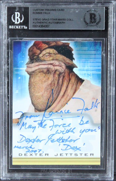 Ronnie Faulk Star Wars W/ Inscription Signed Custom Trading Card BAS Slabbed 3