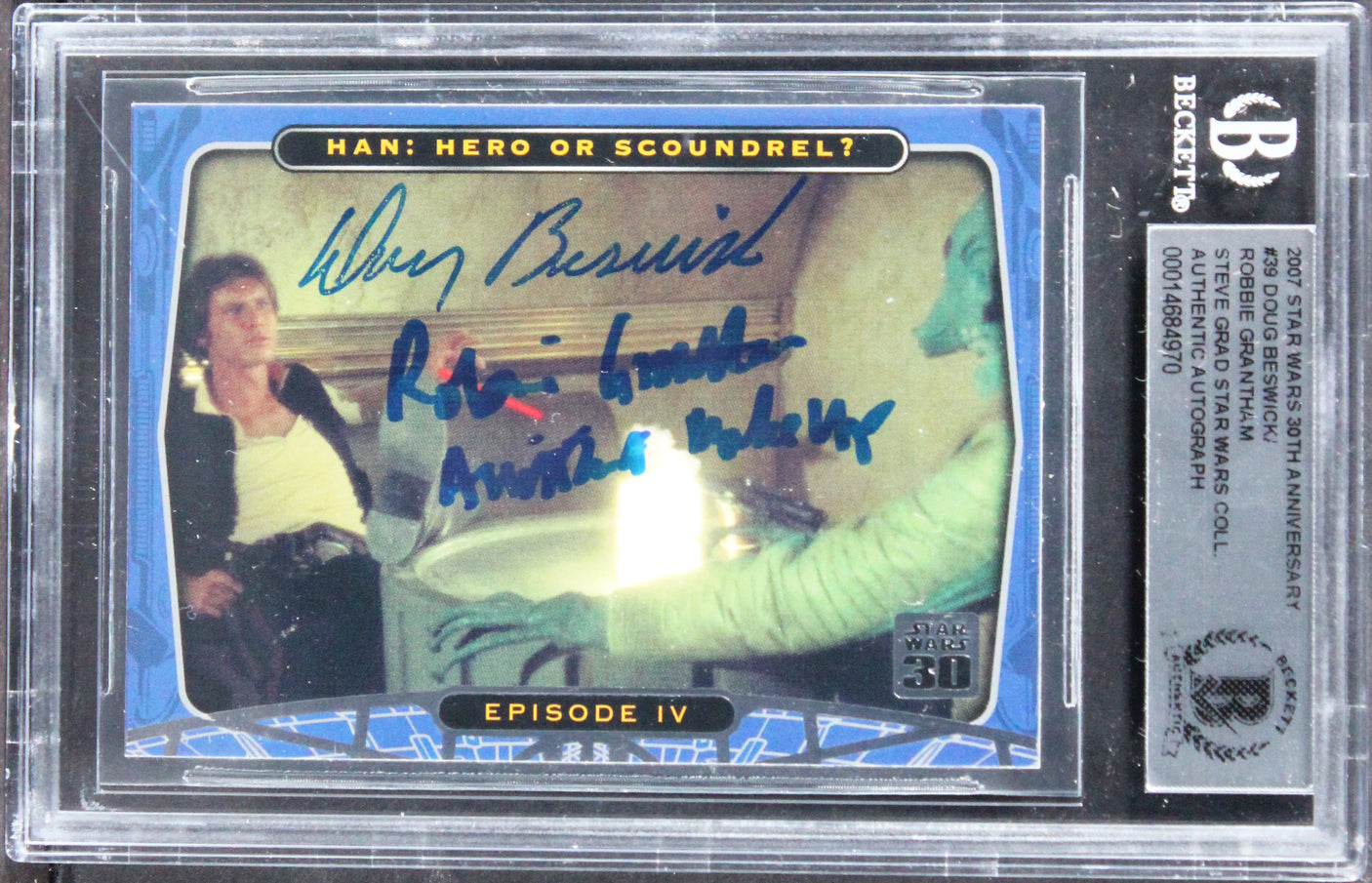 Doug Beswick & Robin Grantham Signed 2007 Star Wars 30th Anniv #39 Card BAS Slab