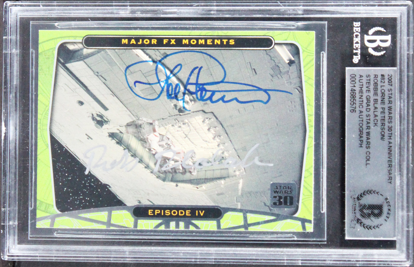 Lorne Peterson & Robbie Blalack Signed 2007 Star Wars 30th Anv #82 Card BAS Slab