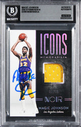Lakers Magic Johnson Signed 2018 Panini Noir #1 39/49 Card Auto 10! BAS Slabbed