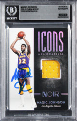 Lakers Magic Johnson Signed 2018 Panini Noir #1 49/49 Card Auto 10! BAS Slabbed