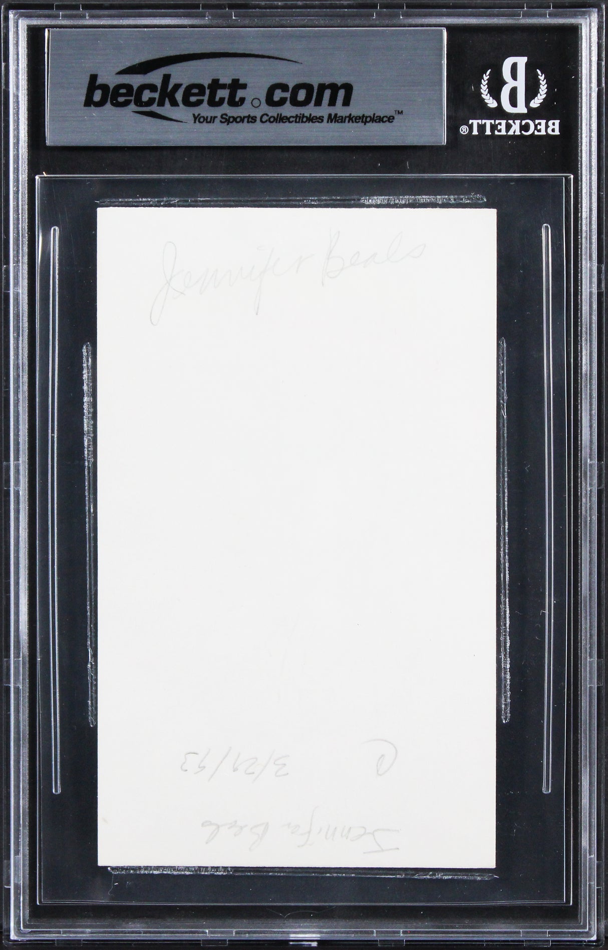 Jennifer Beals Flashdance Authentic Signed 3x5 Index Card BAS Slabbed 2