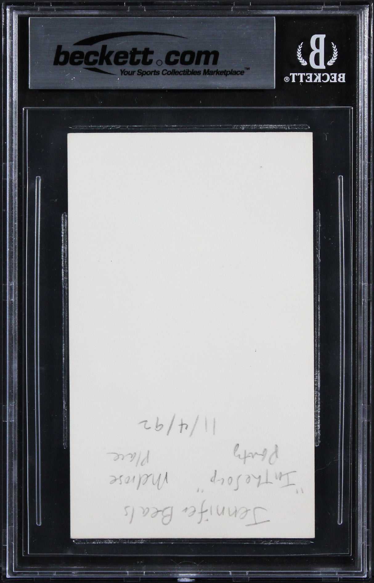 Jennifer Beals Flashdance Authentic Signed 3x5 Index Card BAS Slabbed 3