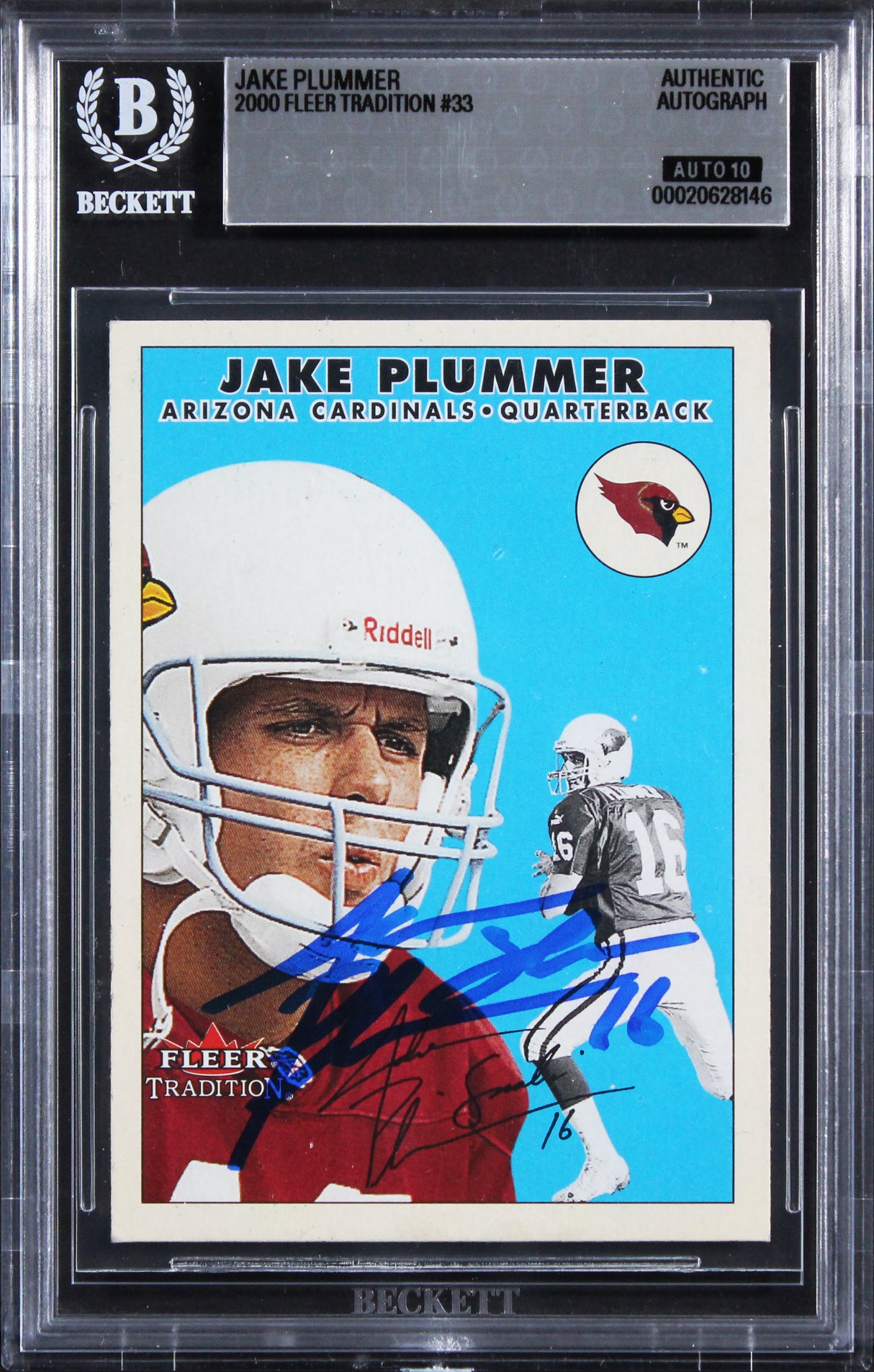 Cardinals Jake Plummer Signed 2000 Fleer Tradition #33 Card Auto 10! BAS Slabbed