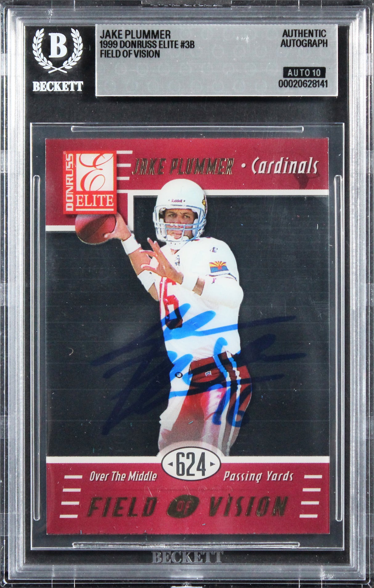 Cardinals Jake Plummer Signed 1999 Donruss #38 163/624 Card Auto 10! BAS Slabbed