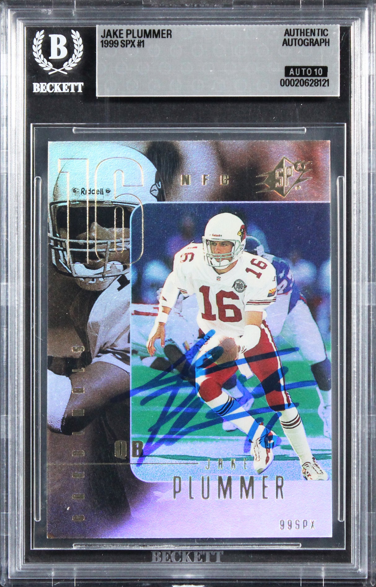 Cardinals Jake Plummer Signed 1999 SPX #1 Card Auto Grade Mint 10! BAS Slabbed