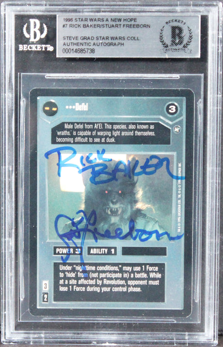 Star Wars (2) Baker & Freeborn Signed 1996 SW A New Hope #7 Card BAS Slabbed