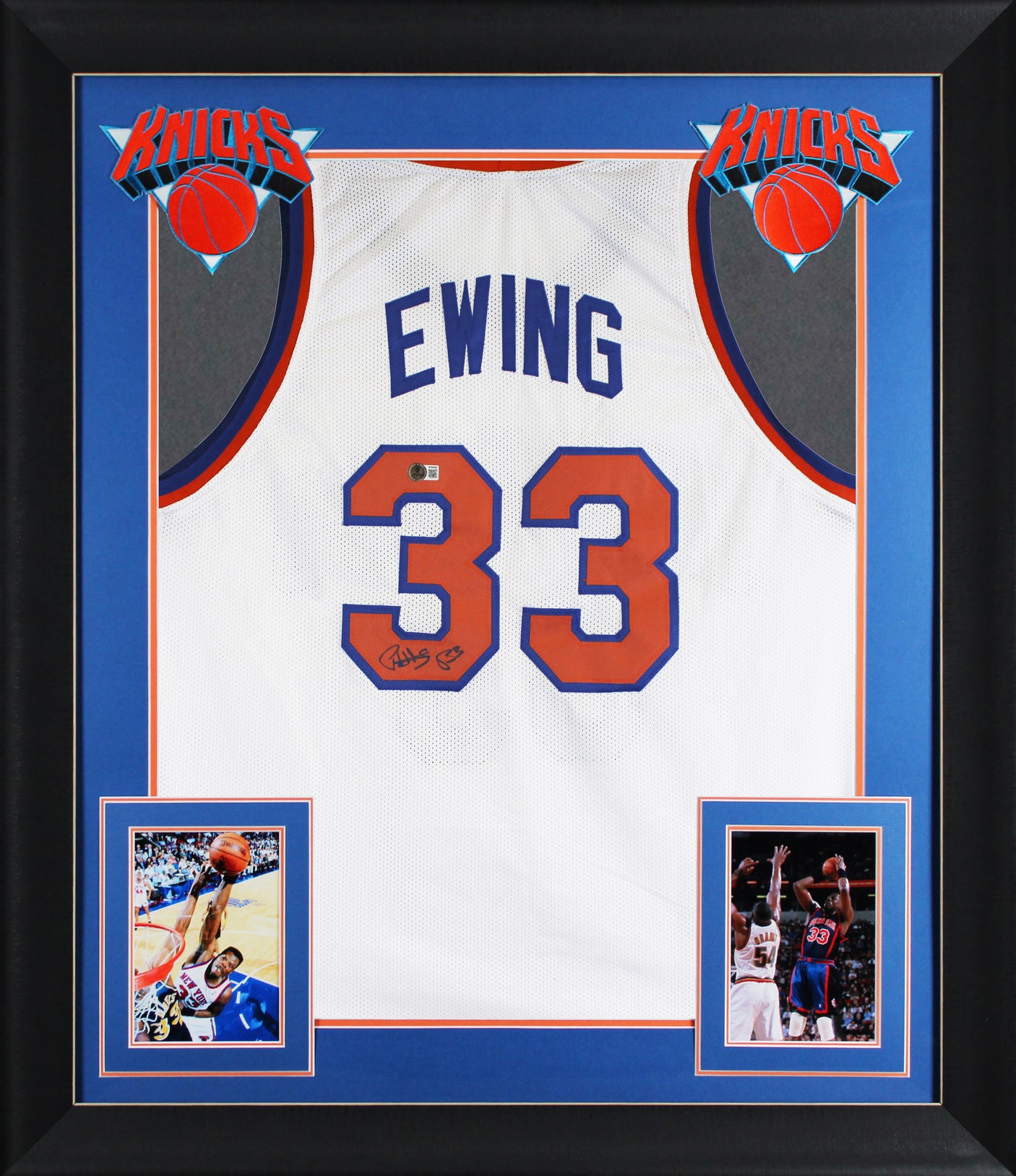 Patrick Ewing Authentic Signed White Pro Style Framed Jersey Autographed BAS
