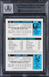 Bird, Erving, Magic Signed 1996 Topps Reprint #22 Card Auto 10 BAS Slab 2