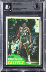 Celtics Robert Parish Authentic 1981 Topps #6 Card Autographed BAS Slabbed