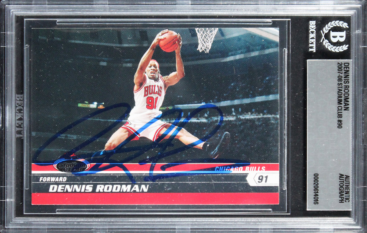 Bulls Dennis Rodman Authentic Signed 2007 Stadium Club #90 Card BAS Slabbed