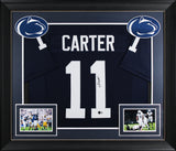 Penn State Abdul Carter Signed Navy Blue Pro Style Framed Jersey BAS Witnessed