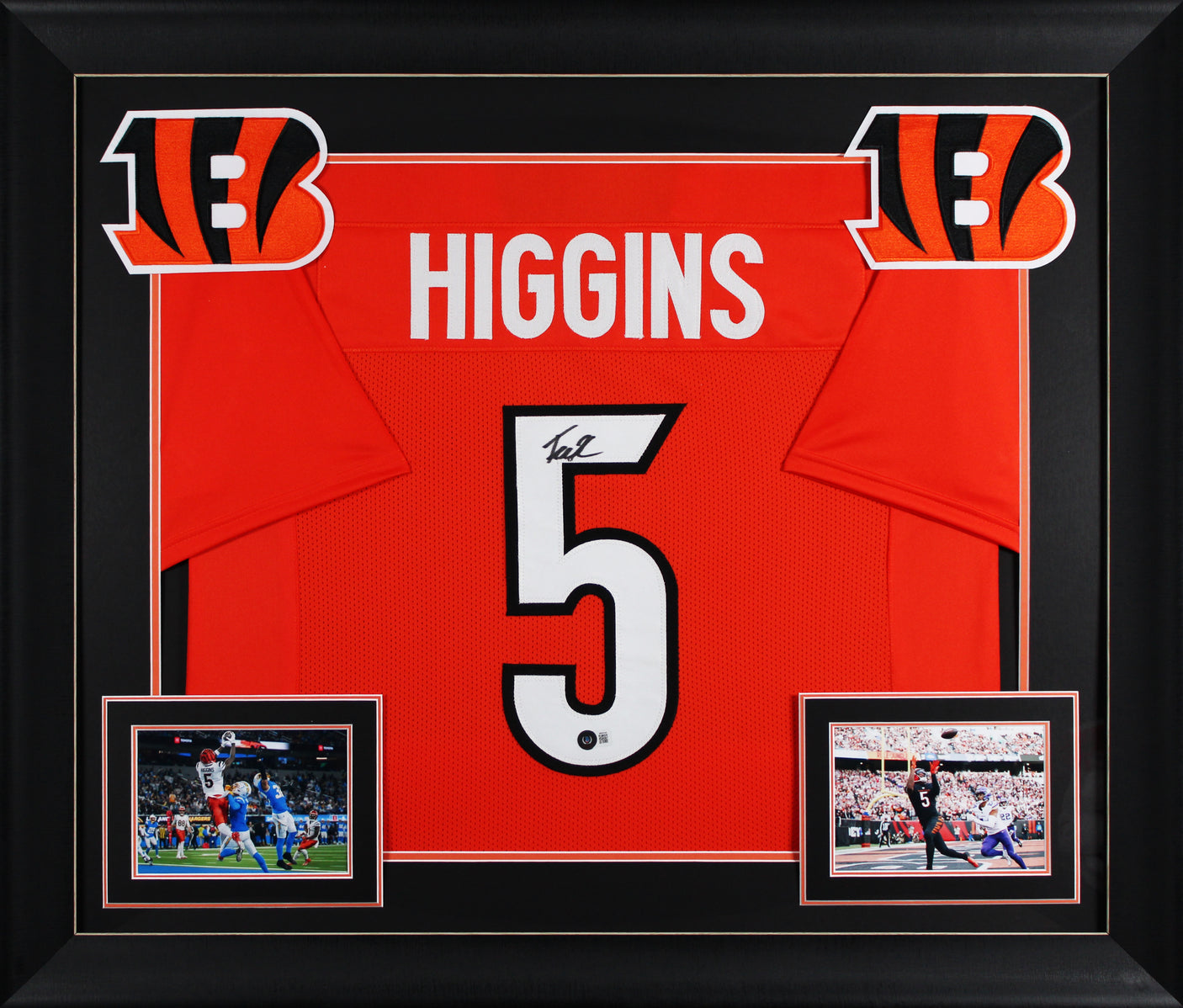 Tee Higgins Authentic Signed Orange Pro Style Framed Jersey BAS Witnessed 2