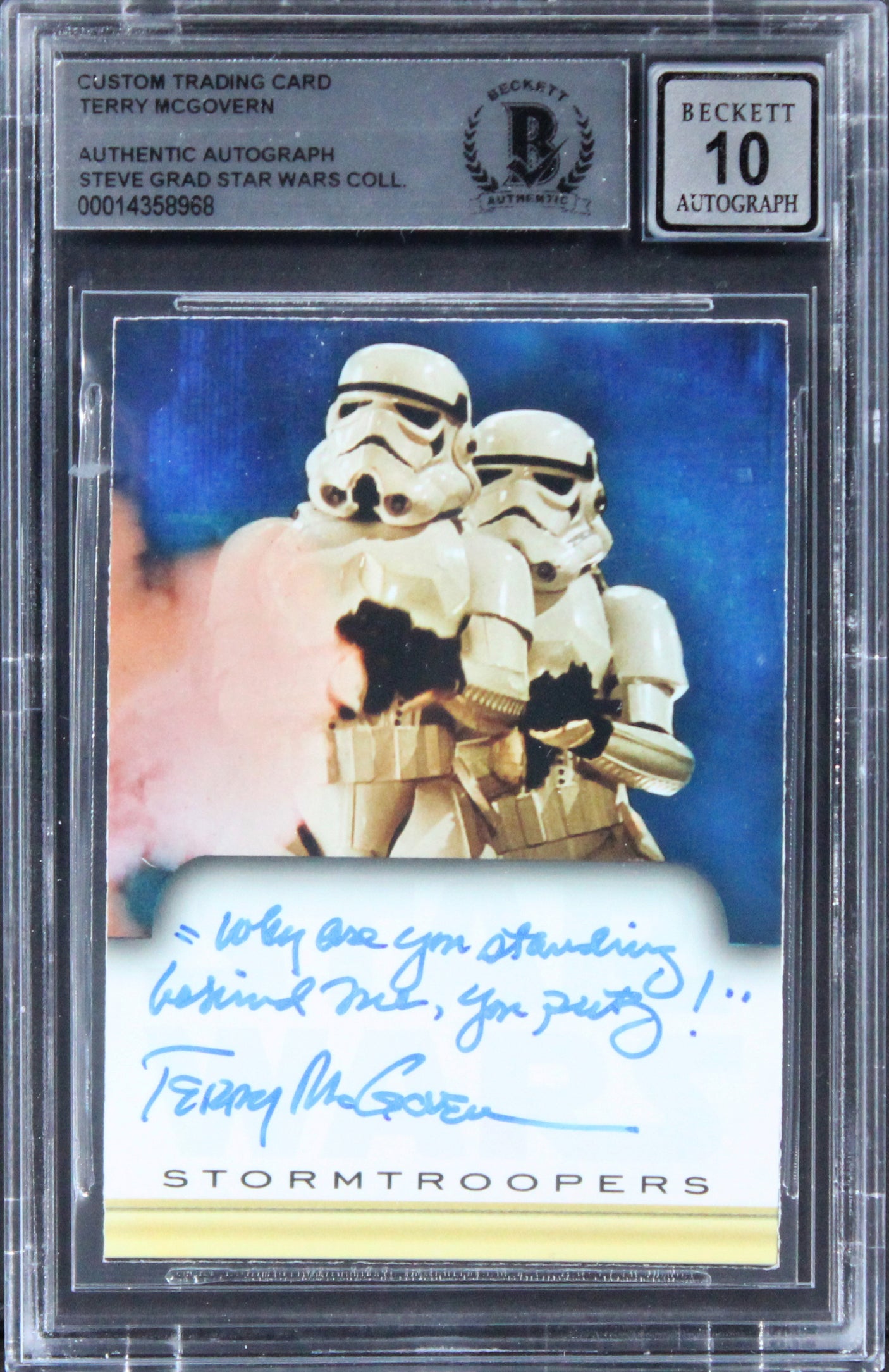 Terry McGovern Star Wars W/ Insc Signed Custom Trading Card Auto 10! BAS Slabbed