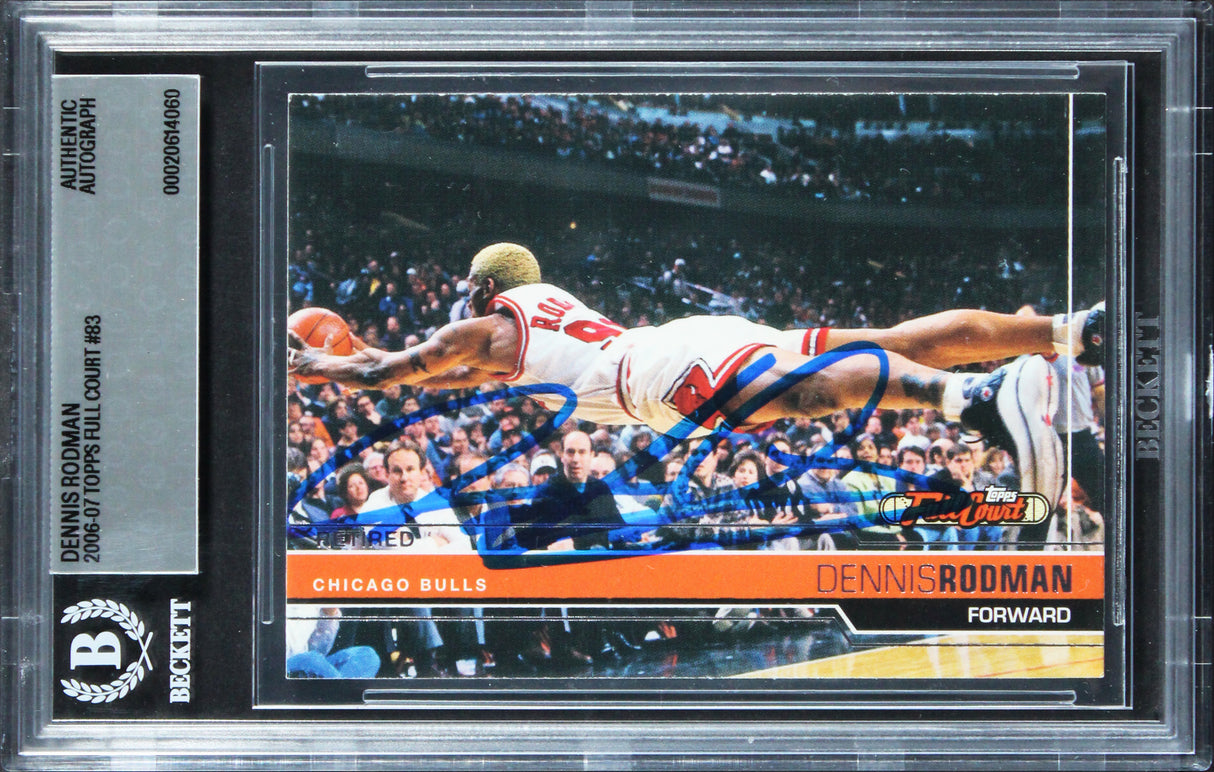 Bulls Dennis Rodman Authentic Signed 2006 Topps Full Court #83 Card BAS Slabbed