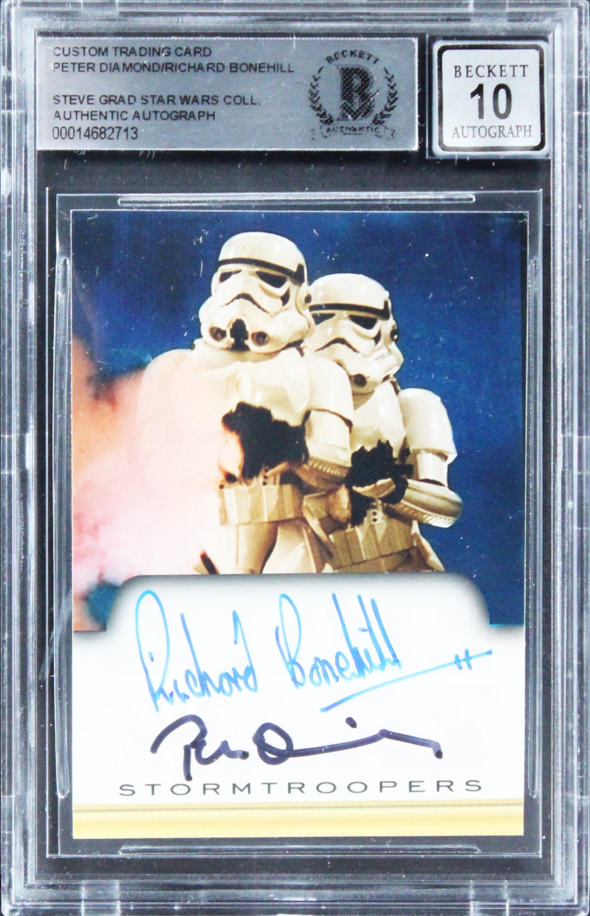 Star Wars (2) Diamond & Bonehill Signed Custom Trading Card Auto 10! BAS Slab