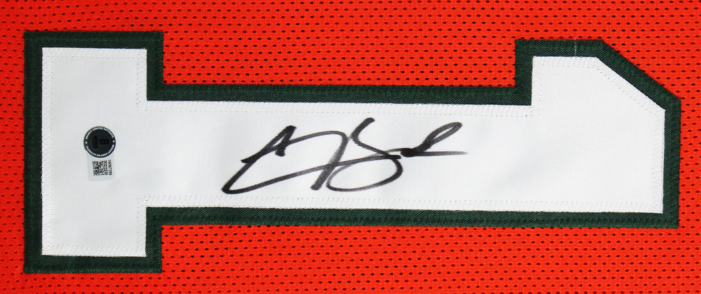 Miami Carson Beck Authentic Signed Orange Pro Style Framed Jersey BAS Witnessed